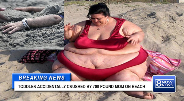 Menino de 3 anos esmagado pela mãe obesa na praia