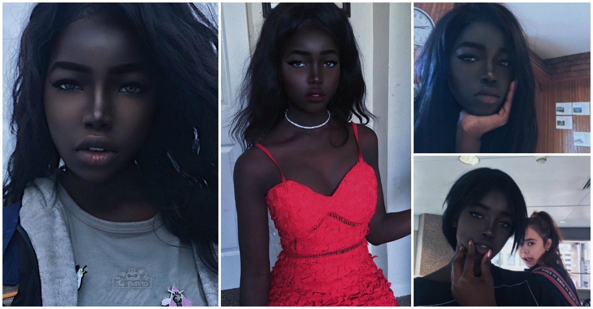 Esta jovem que está a conquistar a Internet com a sua beleza e tom de pele “Carvão Preto” incrivelmente lindo